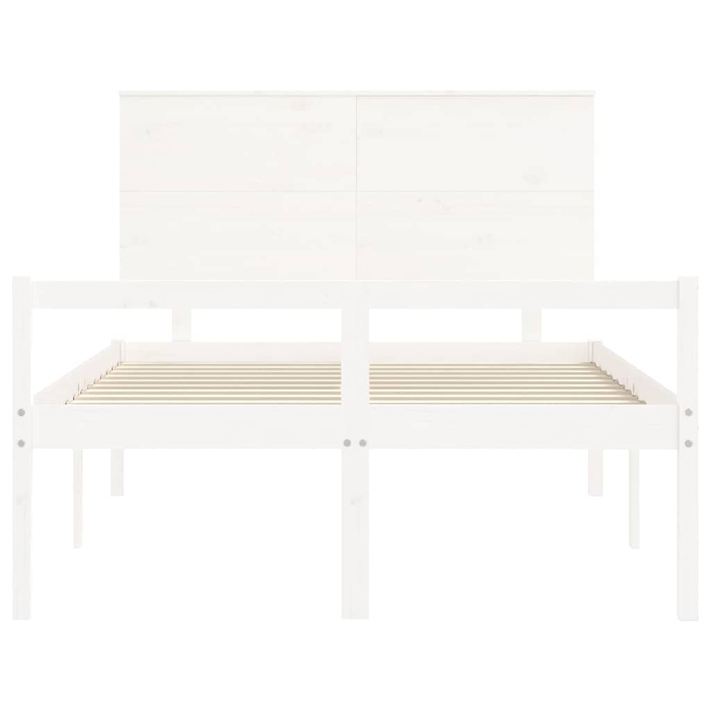vidaXL Łóżko dla seniora, z wezgłowiem, białe, 140x200 cm, lite drewno