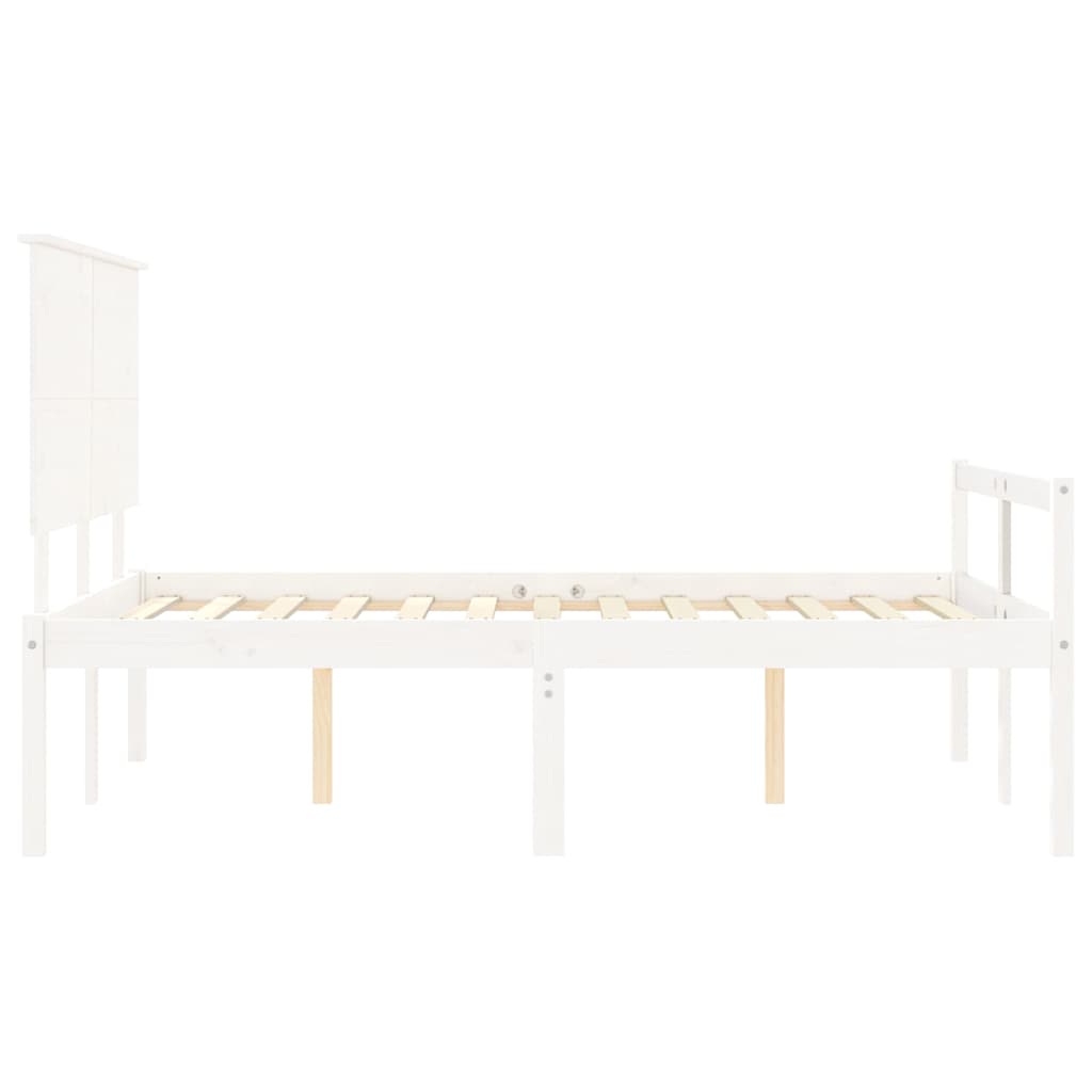 vidaXL Łóżko dla seniora, z wezgłowiem, białe, 140x200 cm, lite drewno