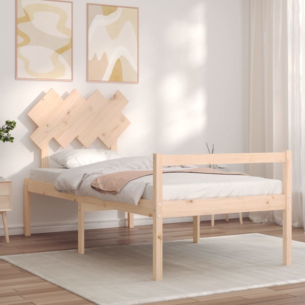 vidaXL Łóżko dla seniora, rama z wezgłowiem, 90x200 cm, lite drewno
