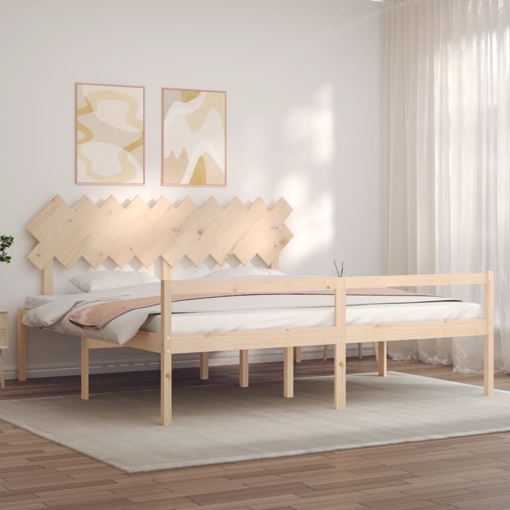 vidaXL Łóżko dla seniora, rama z wezgłowiem, 200x200 cm, lite drewno
