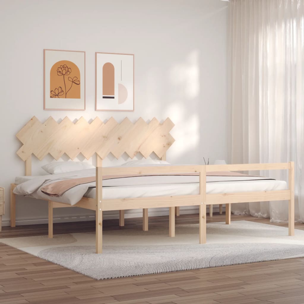 vidaXL Łóżko dla seniora, rama z wezgłowiem, 200x200 cm, lite drewno
