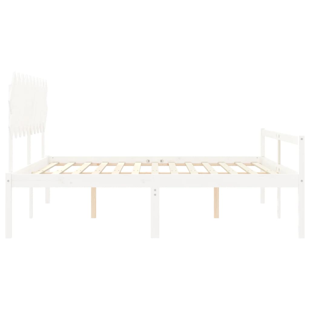 vidaXL Łóżko dla seniora, z wezgłowiem, białe, 200x200 cm, lite drewno