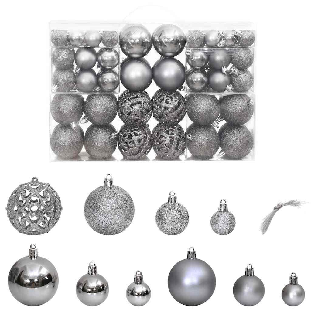 vidaXL Bombki świąteczne, 100 szt., szare, 3/4/6 cm
