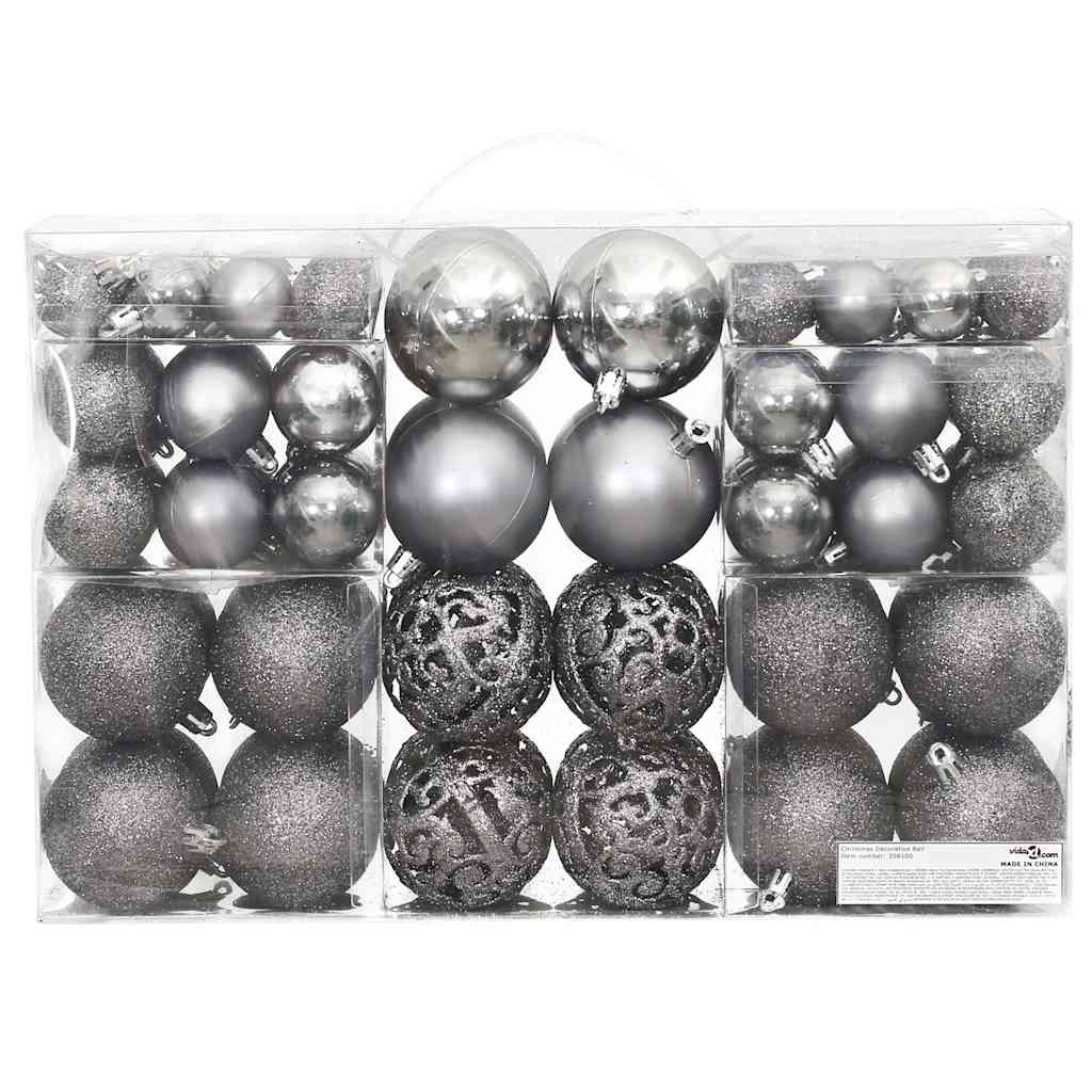vidaXL Bombki świąteczne, 100 szt., szare, 3/4/6 cm