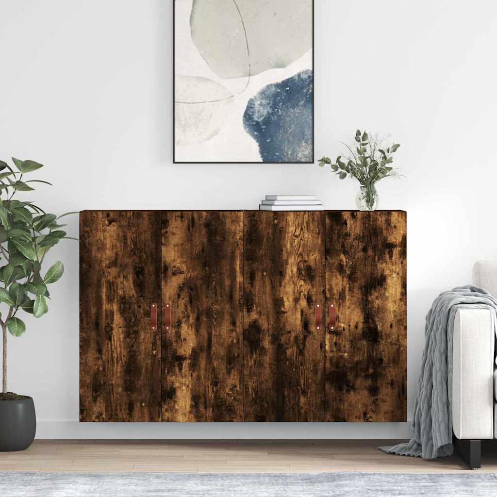 vidaXL Szafki wiszące, przydymiony dąb, 2 szt., 69,5x34x90 cm