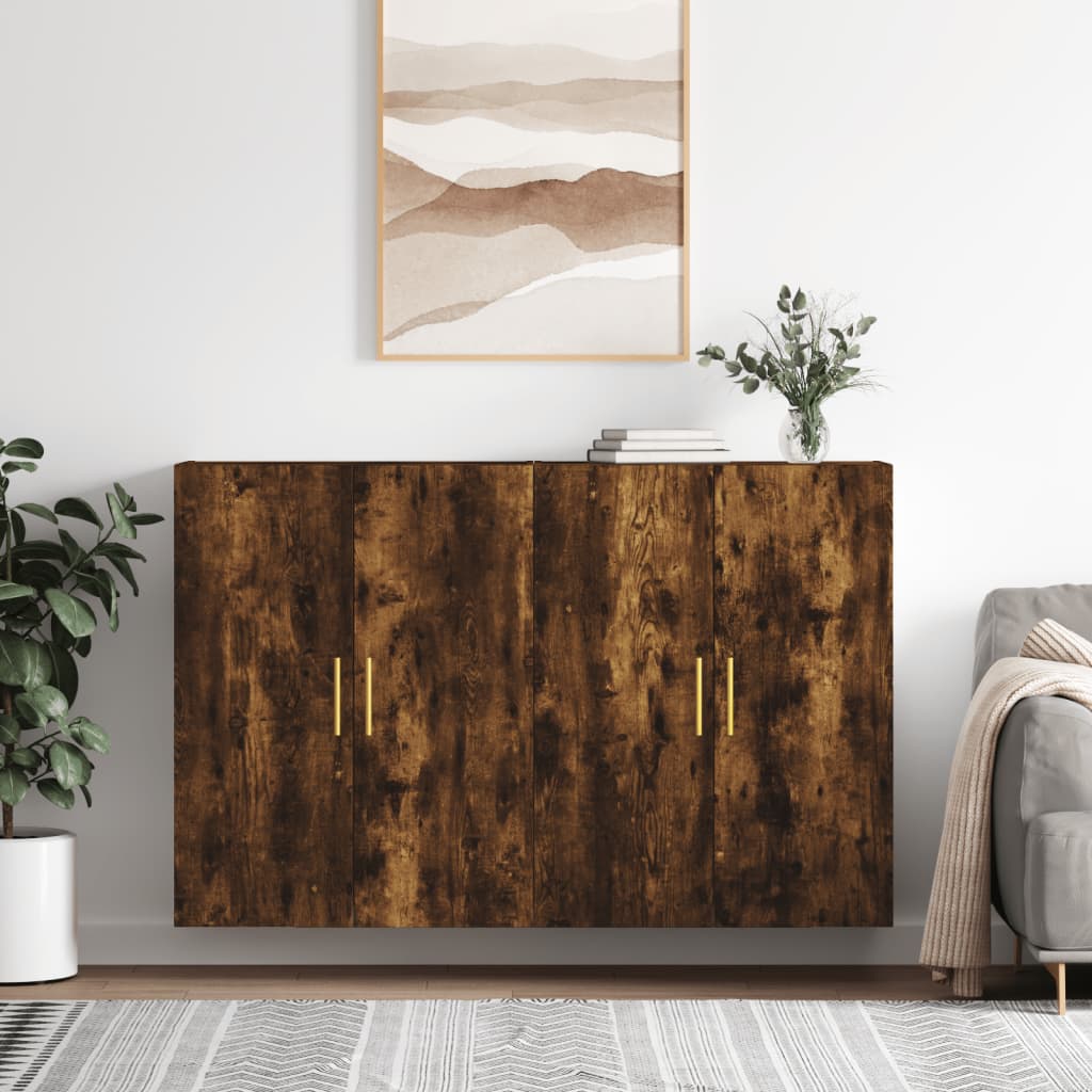vidaXL Szafki wiszące, przydymiony dąb, 2 szt., 69,5x34x90 cm