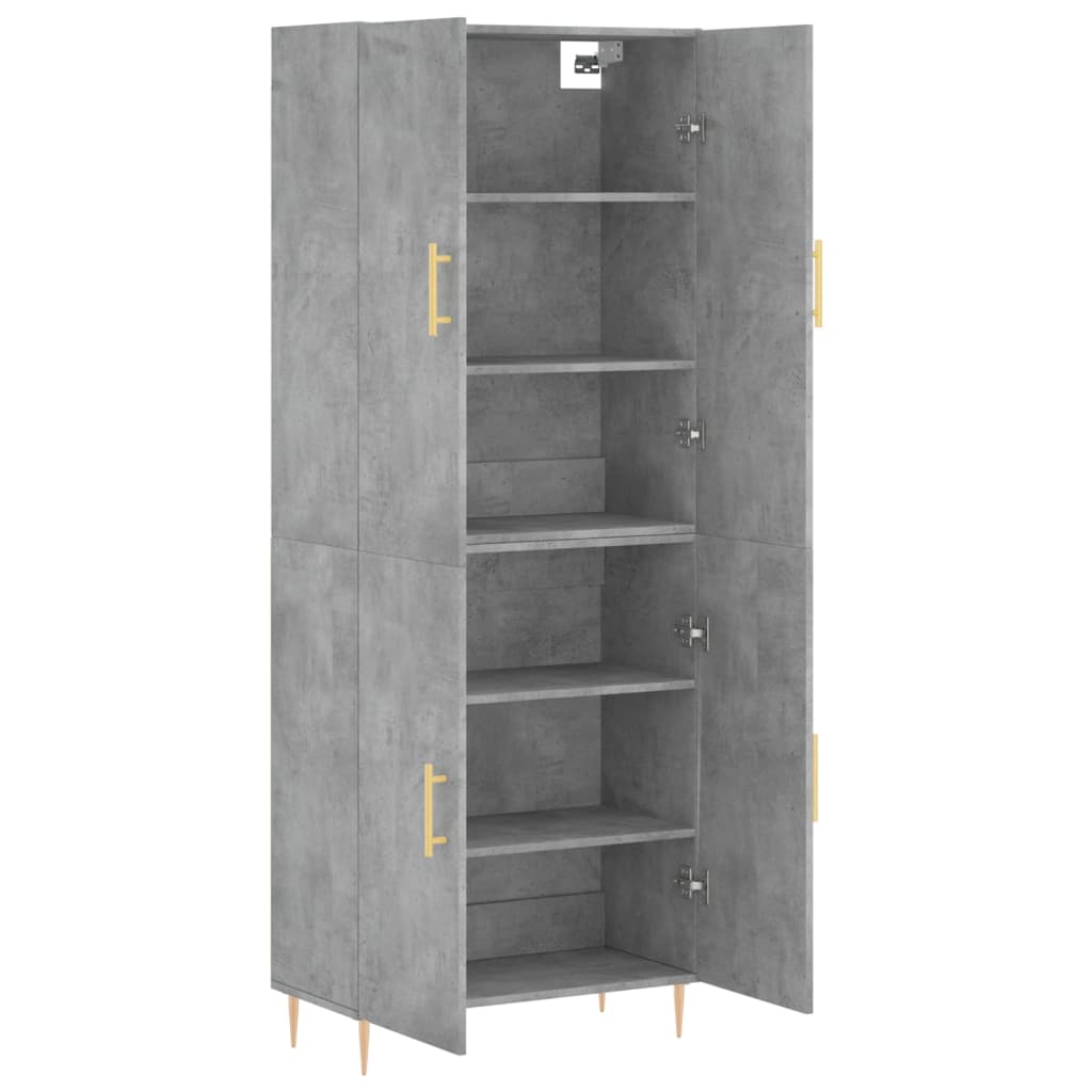 vidaXL Witrynka, szarość betonu 69,5x34x180 cm materiał drewnopochodny