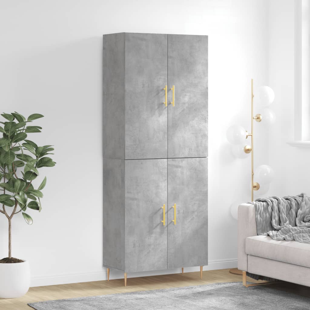 vidaXL Witrynka, szarość betonu 69,5x34x180 cm materiał drewnopochodny