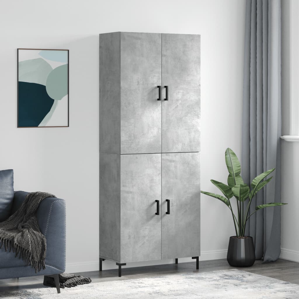 vidaXL Witrynka, szarość betonu 69,5x34x180 cm materiał drewnopochodny