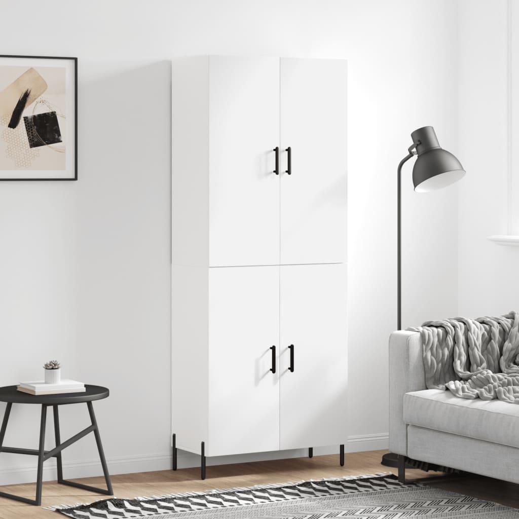 vidaXL Witrynka, biała, 69,5x34x180 cm, materiał drewnopochodny
