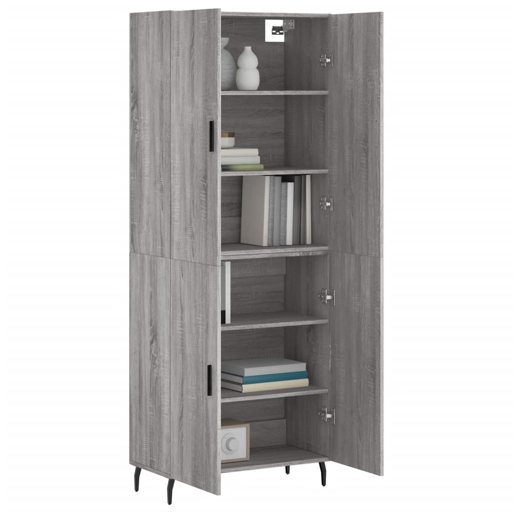 vidaXL Witrynka szary dąb sonoma 69,5x34x180cm materiał drewnopochodny