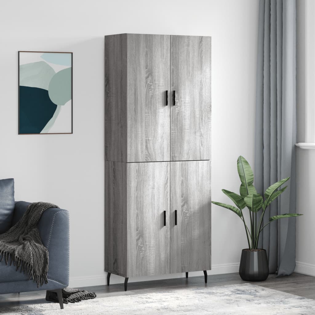 vidaXL Witrynka szary dąb sonoma 69,5x34x180cm materiał drewnopochodny
