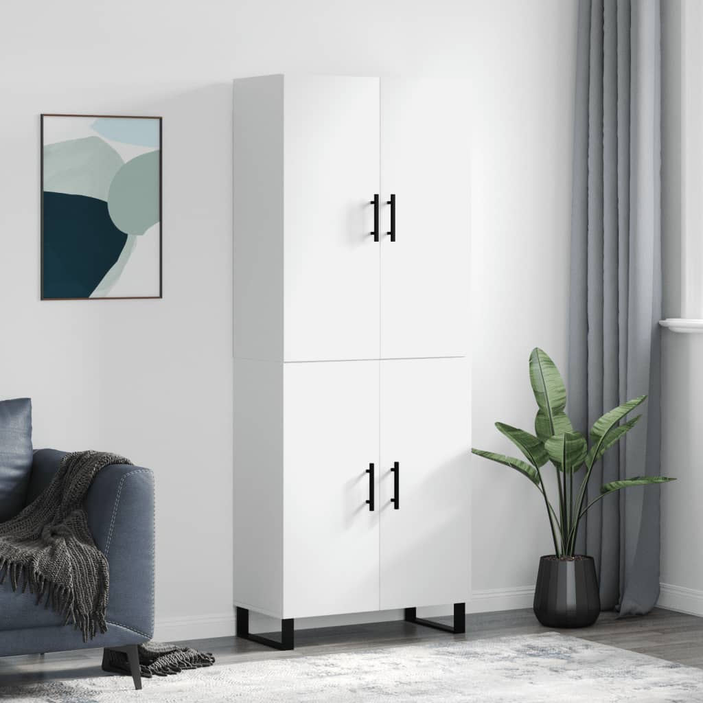 vidaXL Witrynka, biała, 69,5x34x180 cm, materiał drewnopochodny
