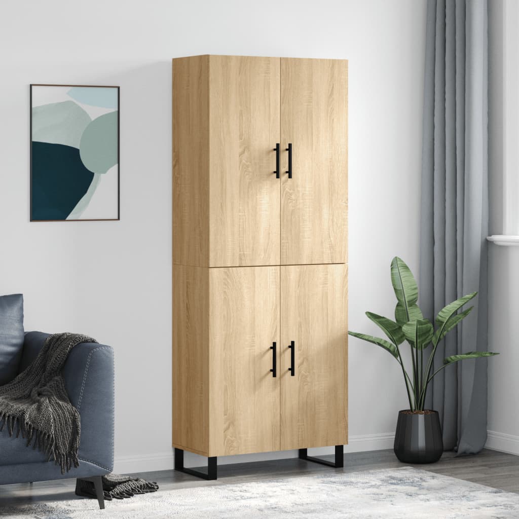 vidaXL Witrynka, dąb sonoma, 69,5x34x180 cm, materiał drewnopochodny