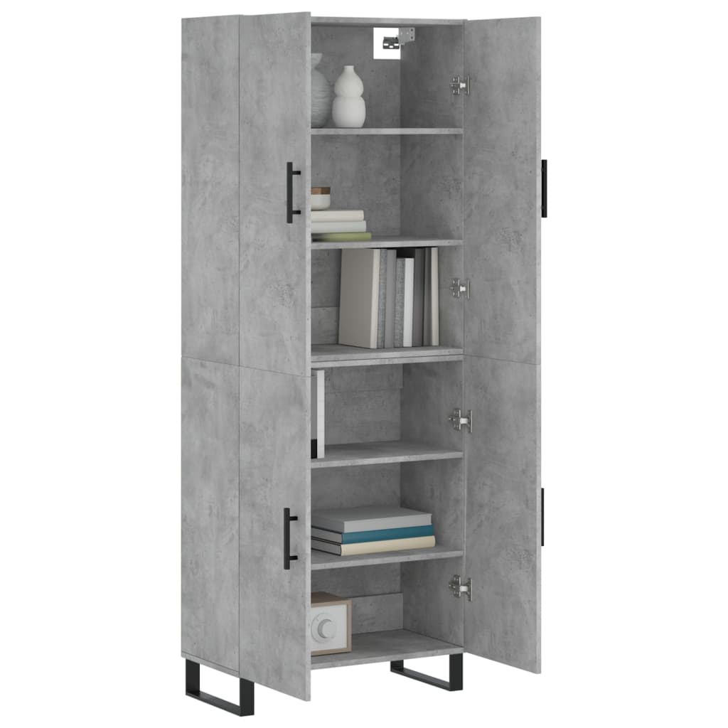 vidaXL Witrynka, szarość betonu 69,5x34x180 cm materiał drewnopochodny