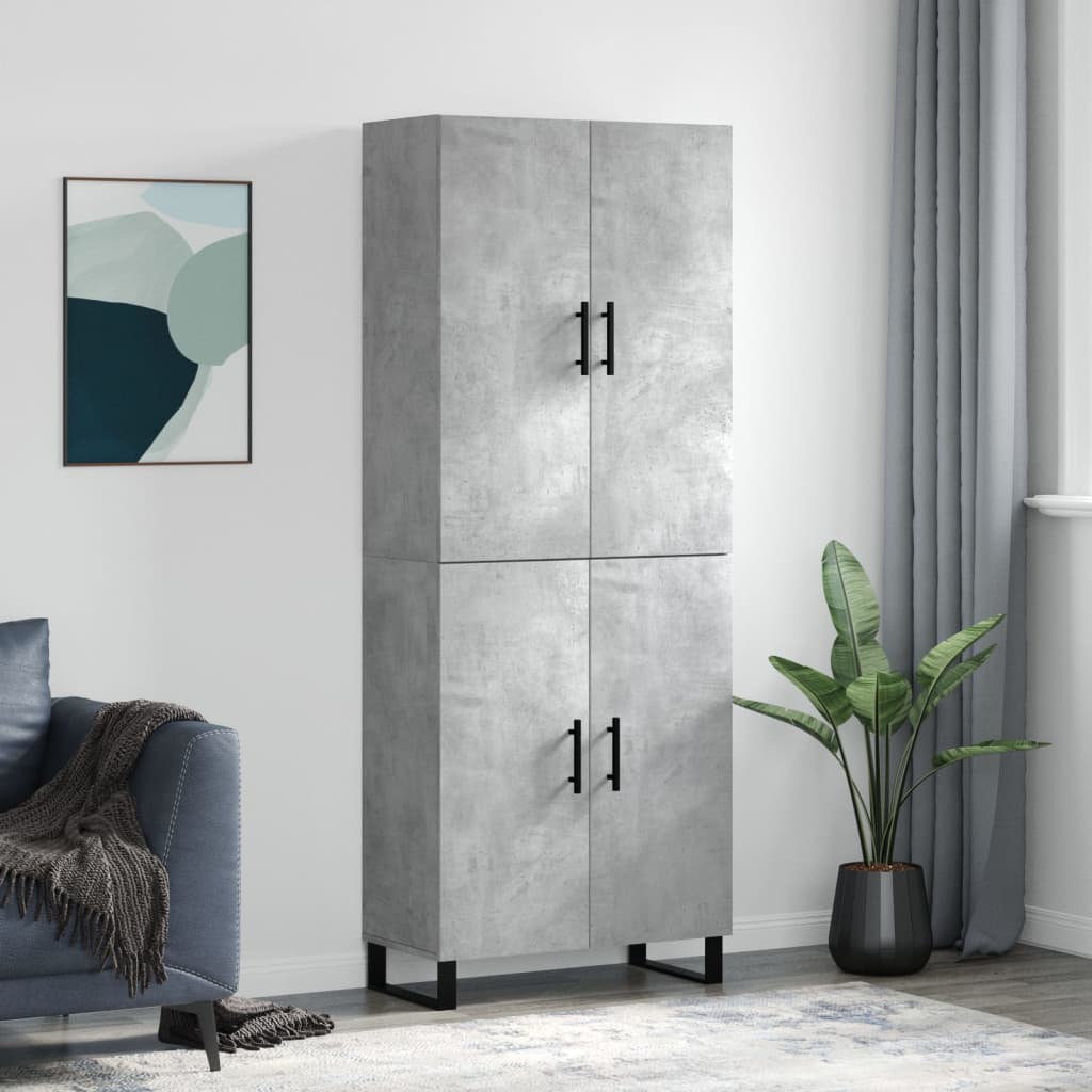 vidaXL Witrynka, szarość betonu 69,5x34x180 cm materiał drewnopochodny