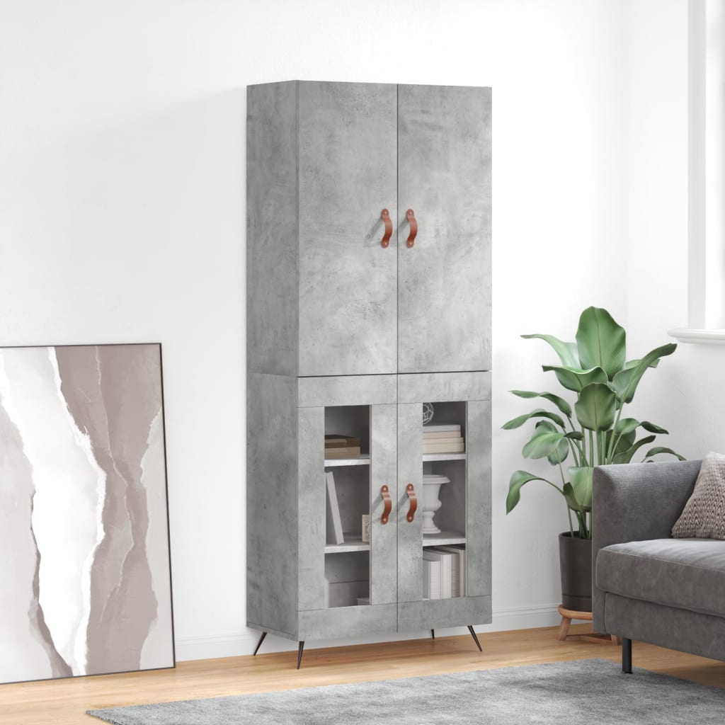 vidaXL Witrynka, szarość betonu 69,5x34x180 cm materiał drewnopochodny