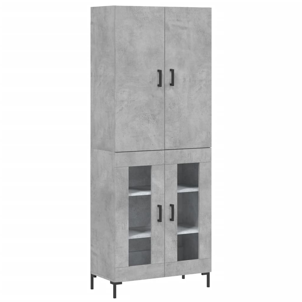 vidaXL Witrynka, szarość betonu 69,5x34x180 cm materiał drewnopochodny