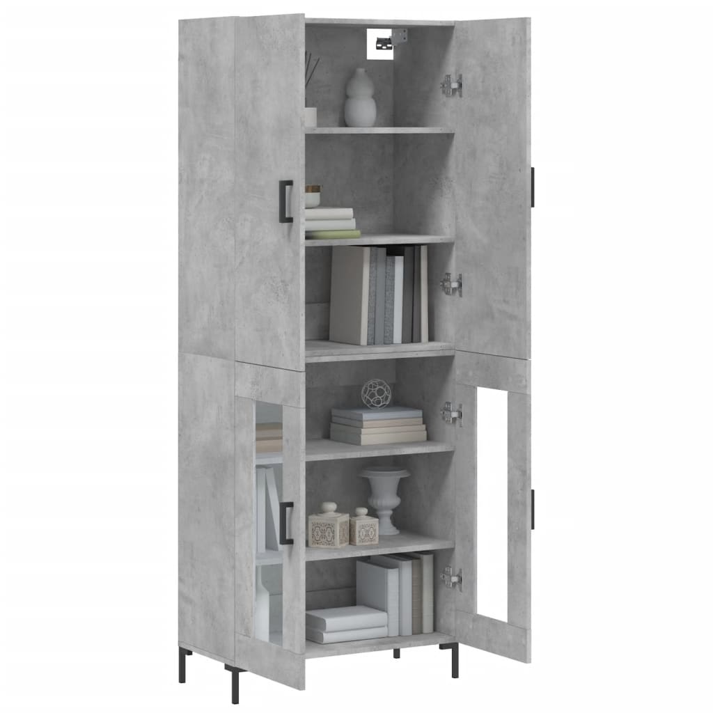 vidaXL Witrynka, szarość betonu 69,5x34x180 cm materiał drewnopochodny