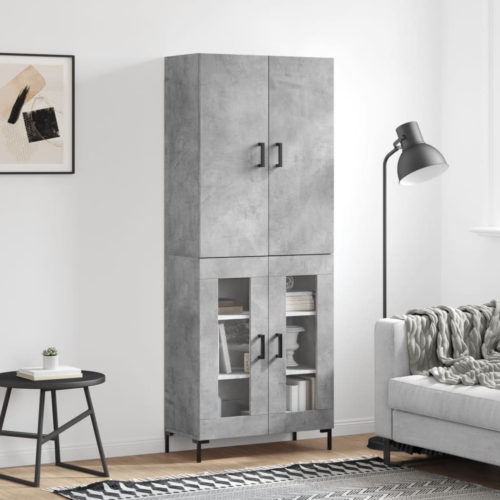 vidaXL Witrynka, szarość betonu 69,5x34x180 cm materiał drewnopochodny