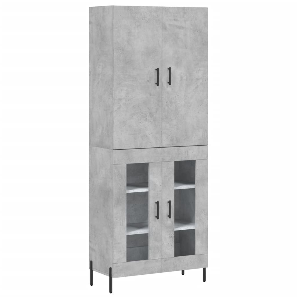 vidaXL Witrynka, szarość betonu 69,5x34x180 cm materiał drewnopochodny