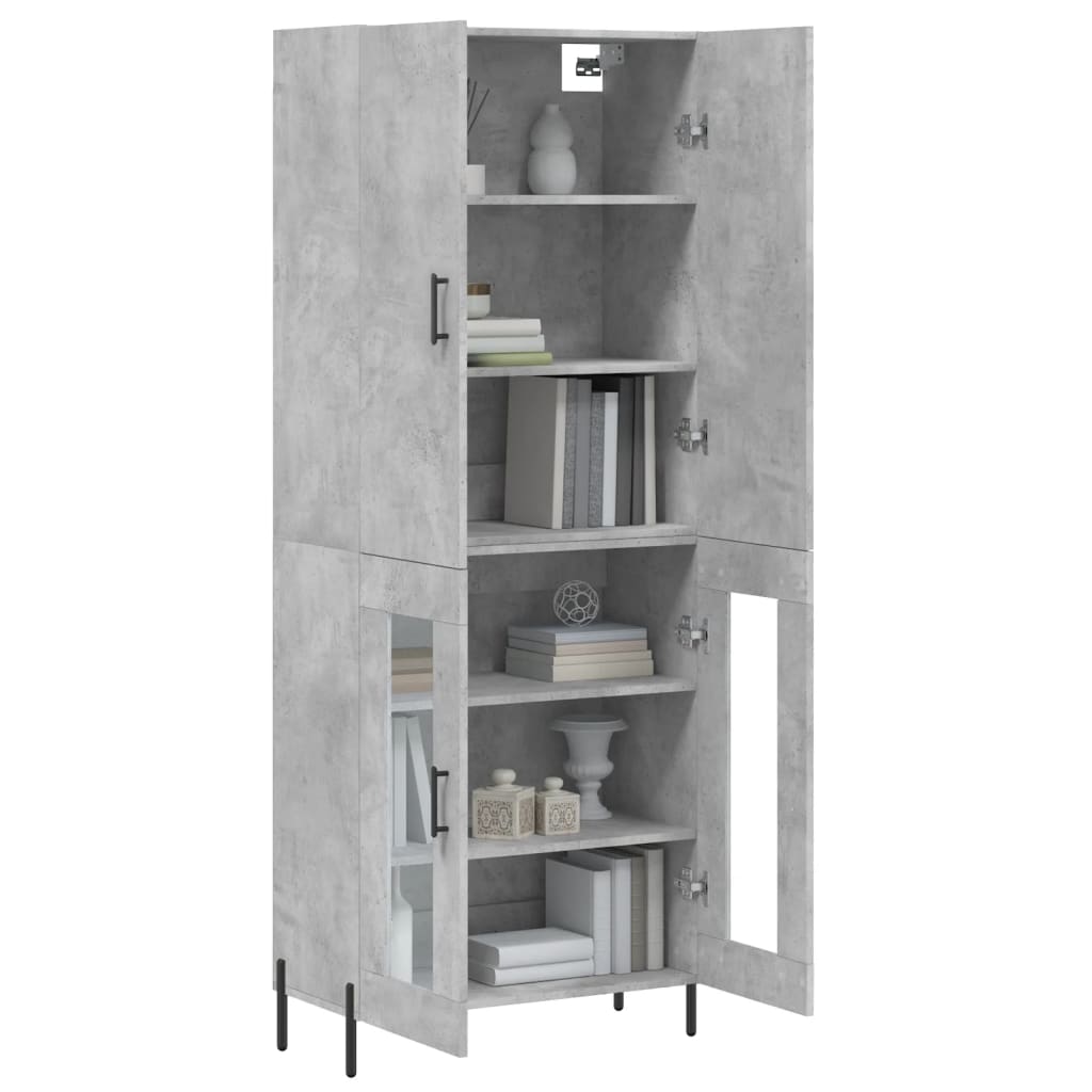 vidaXL Witrynka, szarość betonu 69,5x34x180 cm materiał drewnopochodny