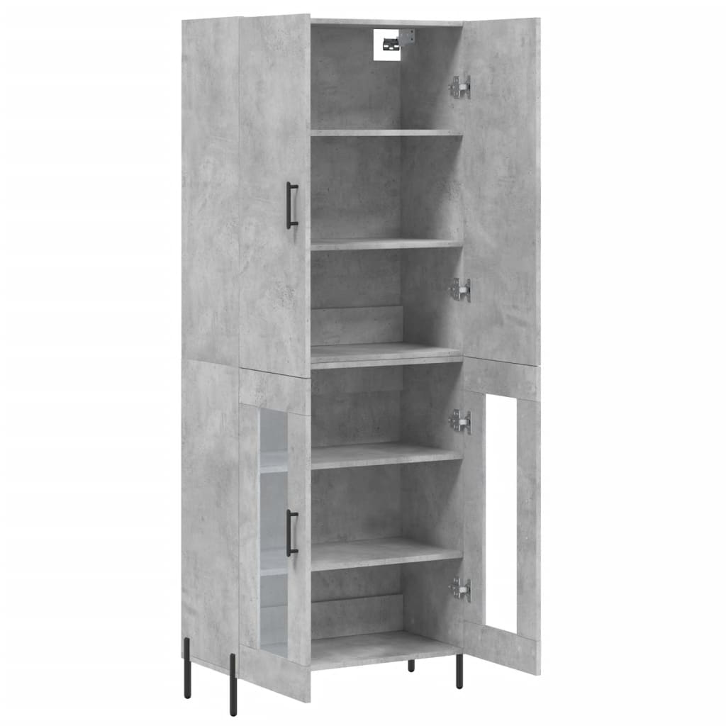vidaXL Witrynka, szarość betonu 69,5x34x180 cm materiał drewnopochodny