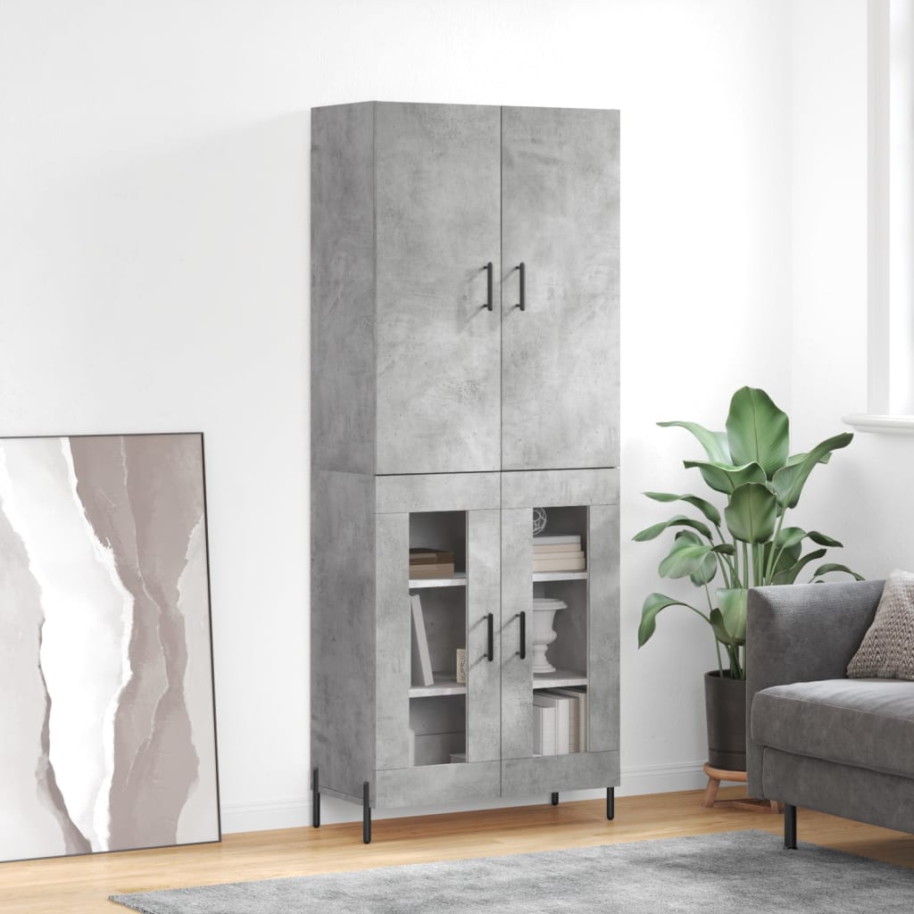 vidaXL Witrynka, szarość betonu 69,5x34x180 cm materiał drewnopochodny