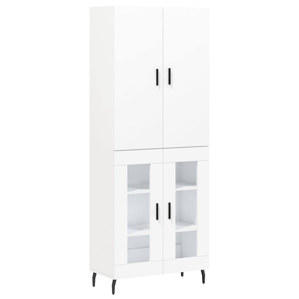 vidaXL Witrynka, biała, 69,5x34x180 cm, materiał drewnopochodny
