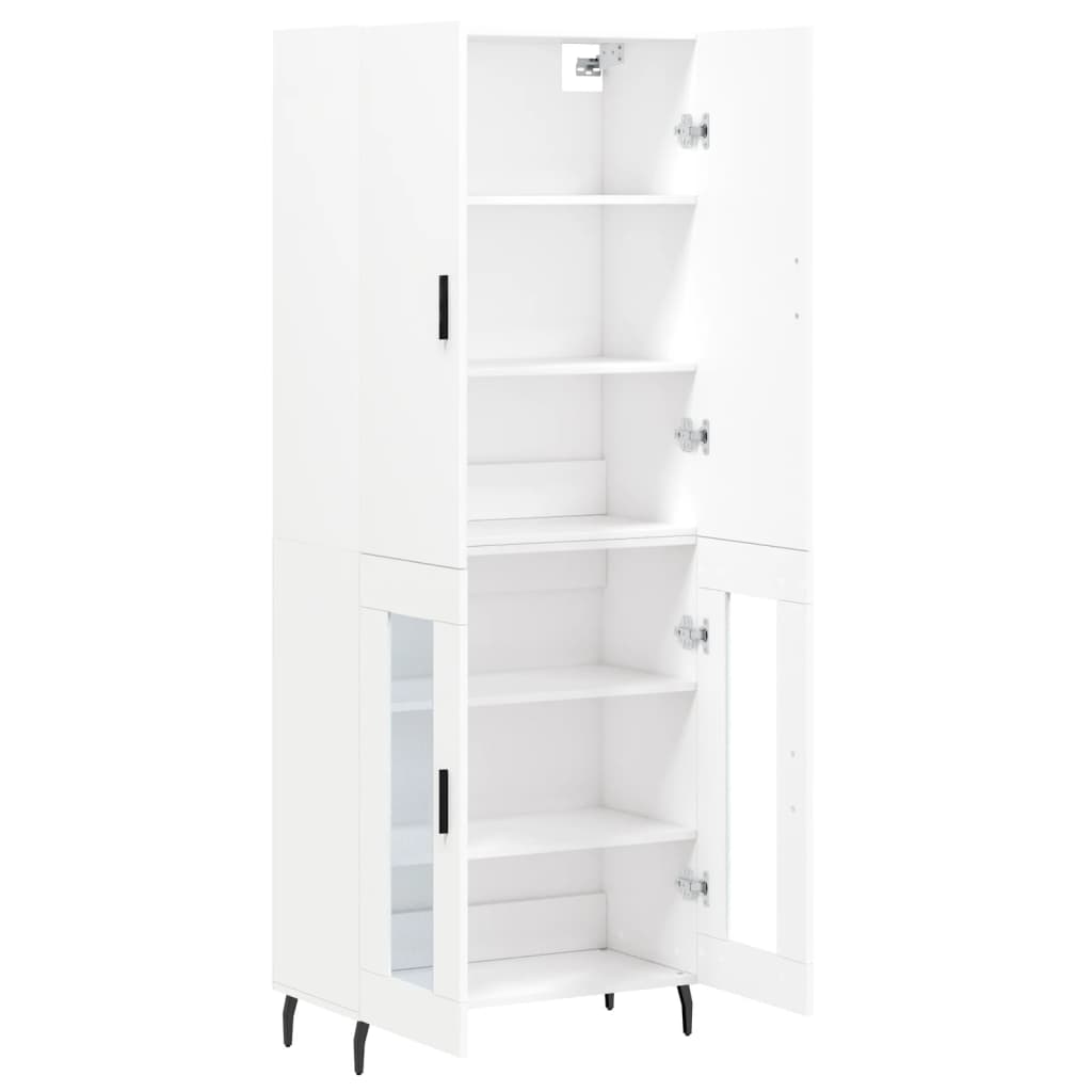 vidaXL Witrynka, biała, 69,5x34x180 cm, materiał drewnopochodny