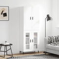 vidaXL Witrynka, biała, 69,5x34x180 cm, materiał drewnopochodny