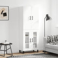 vidaXL Witrynka, biała, 69,5x34x180 cm, materiał drewnopochodny