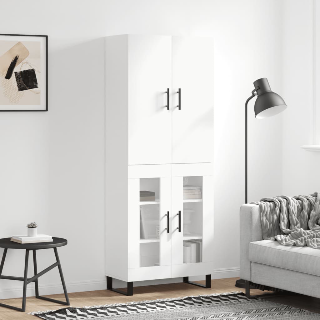 vidaXL Witrynka, biała, 69,5x34x180 cm, materiał drewnopochodny