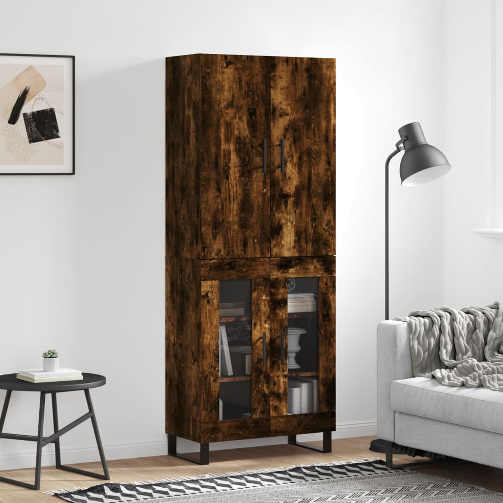 vidaXL Witrynka przydymiony dąb 69,5x34x180 cm materiał drewnopochodny