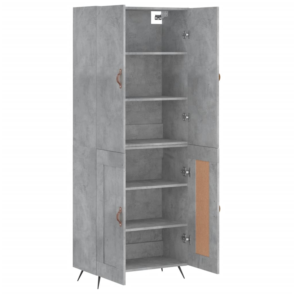 vidaXL Witrynka, szarość betonu 69,5x34x180 cm materiał drewnopochodny