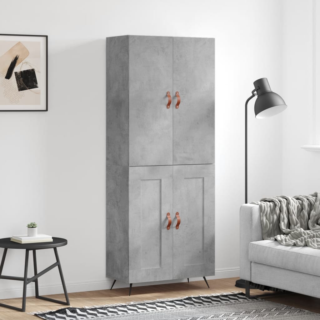 vidaXL Witrynka, szarość betonu 69,5x34x180 cm materiał drewnopochodny