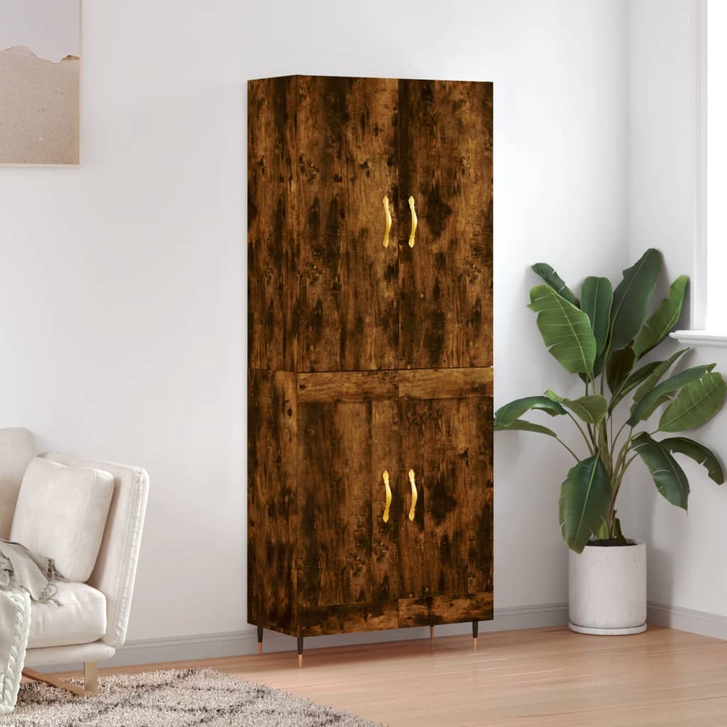 vidaXL Witrynka przydymiony dąb 69,5x34x180 cm materiał drewnopochodny