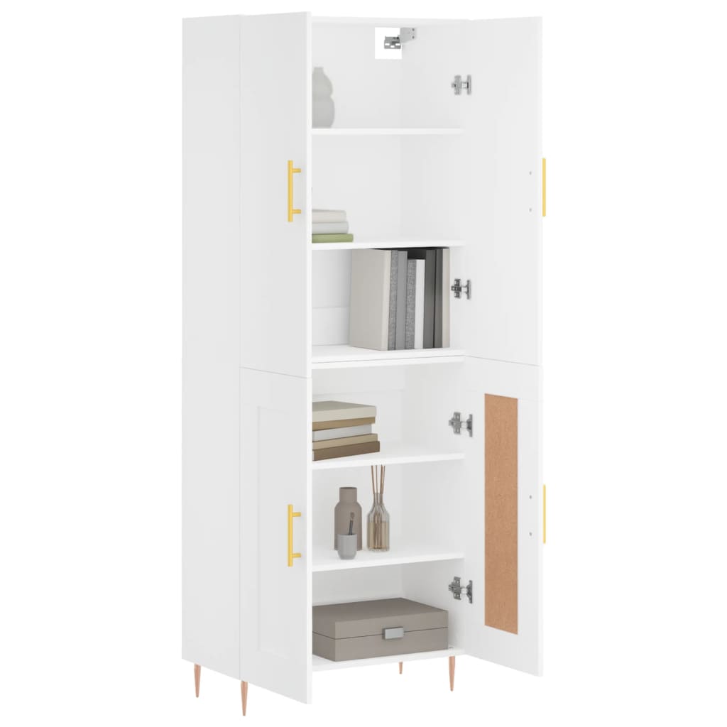 vidaXL Witrynka, biała, 69,5x34x180 cm, materiał drewnopochodny