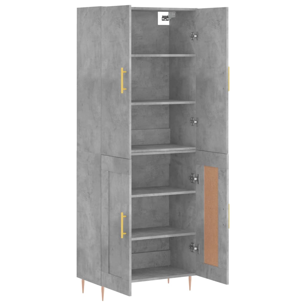 vidaXL Witrynka, szarość betonu 69,5x34x180 cm materiał drewnopochodny