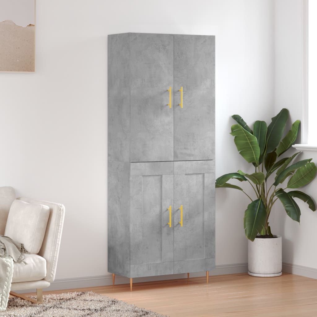 vidaXL Witrynka, szarość betonu 69,5x34x180 cm materiał drewnopochodny