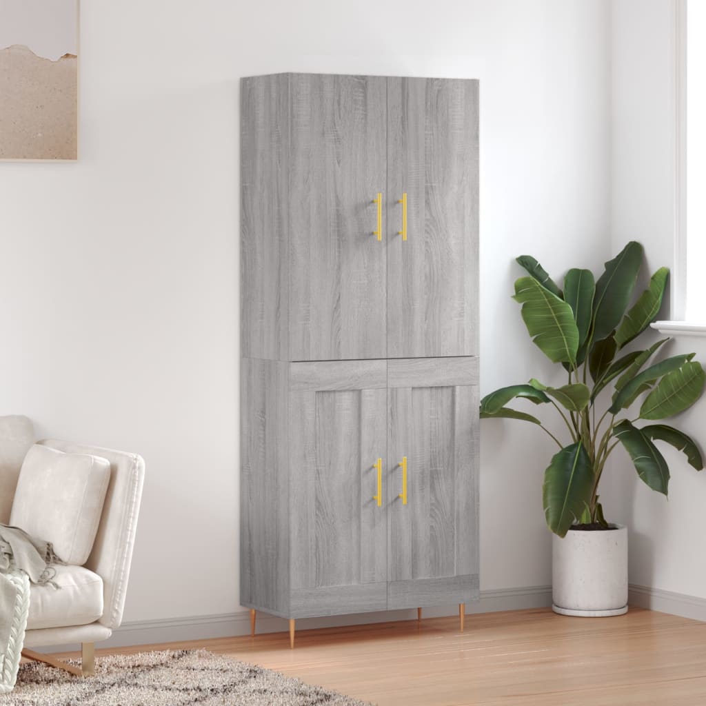 vidaXL Witrynka szary dąb sonoma 69,5x34x180cm materiał drewnopochodny