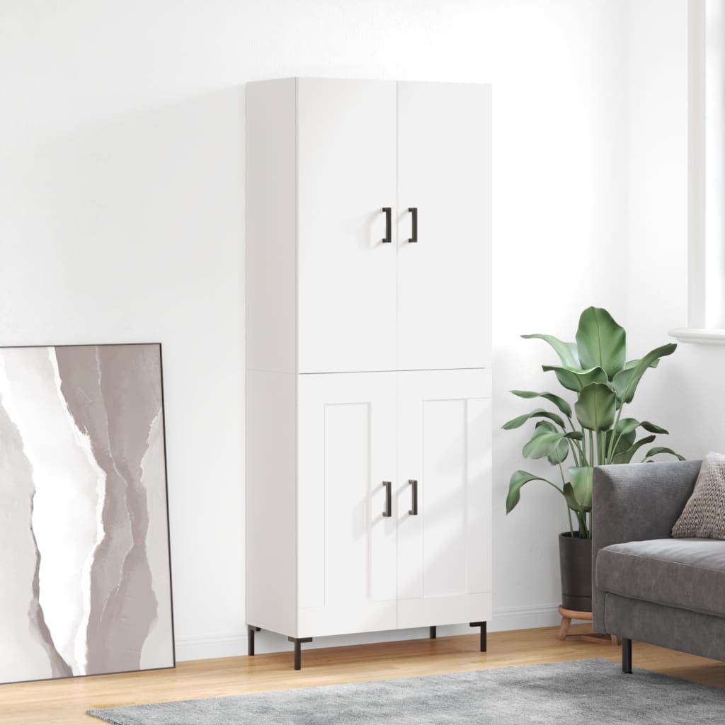 vidaXL Witrynka, biała, 69,5x34x180 cm, materiał drewnopochodny