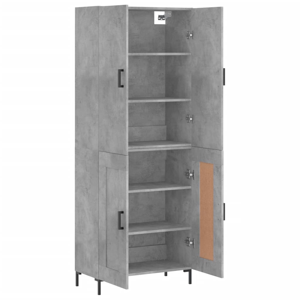 vidaXL Witrynka, szarość betonu 69,5x34x180 cm materiał drewnopochodny