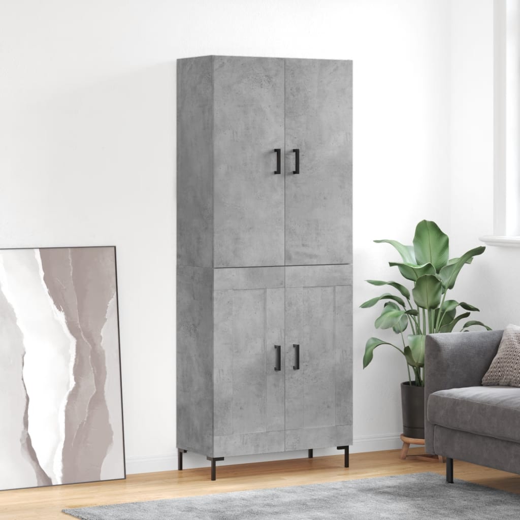 vidaXL Witrynka, szarość betonu 69,5x34x180 cm materiał drewnopochodny