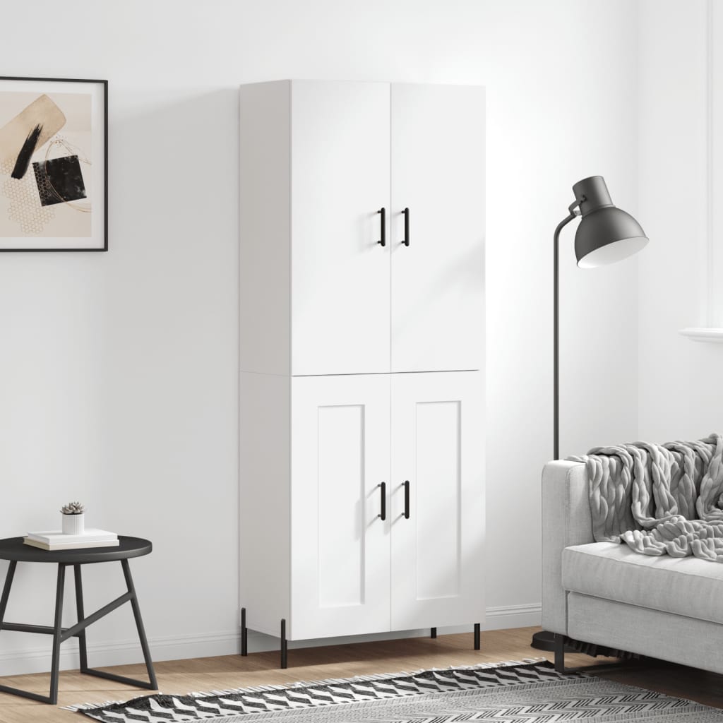 vidaXL Witrynka, biała, 69,5x34x180 cm, materiał drewnopochodny