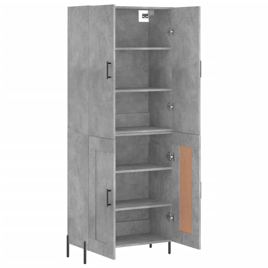 vidaXL Witrynka, szarość betonu 69,5x34x180 cm materiał drewnopochodny