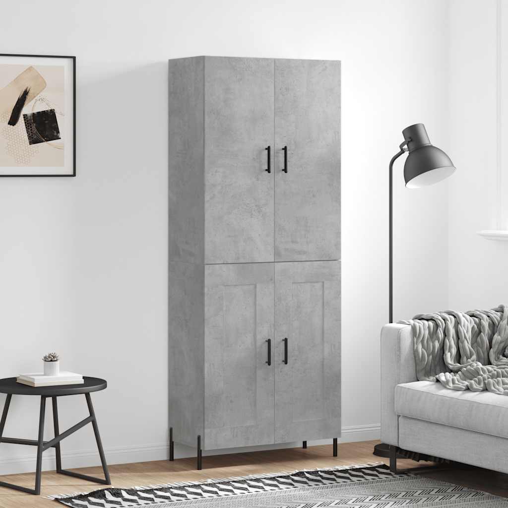 vidaXL Witrynka, szarość betonu 69,5x34x180 cm materiał drewnopochodny