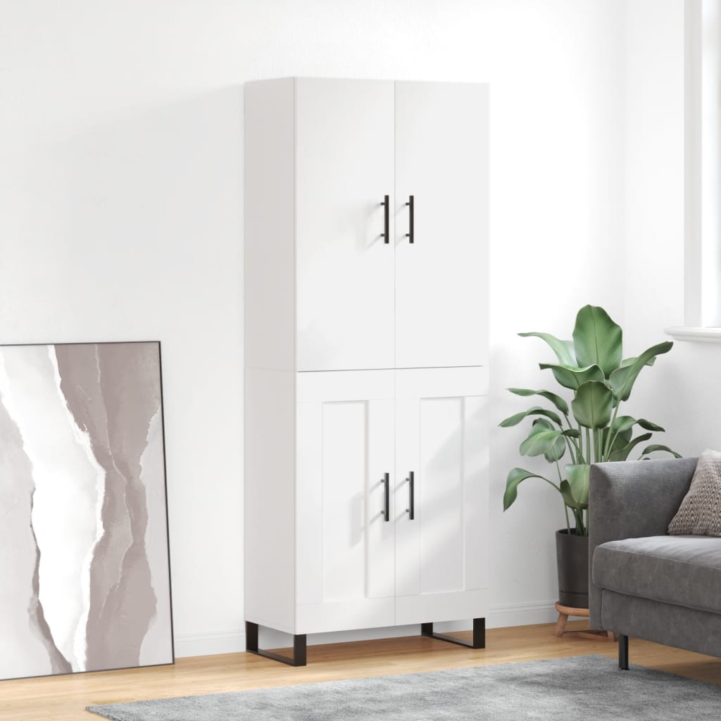 vidaXL Witrynka, biała, 69,5x34x180 cm, materiał drewnopochodny