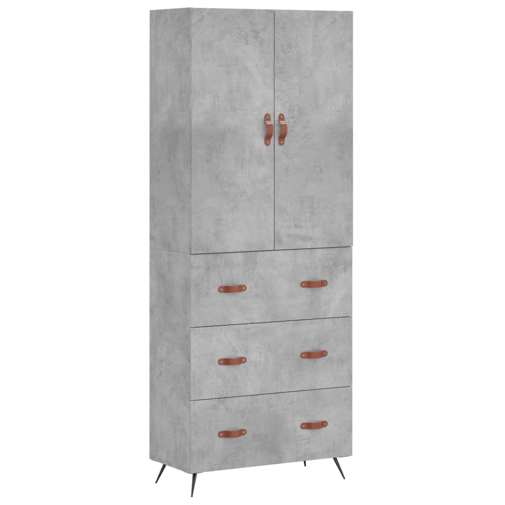vidaXL Witrynka, szarość betonu 69,5x34x180 cm materiał drewnopochodny