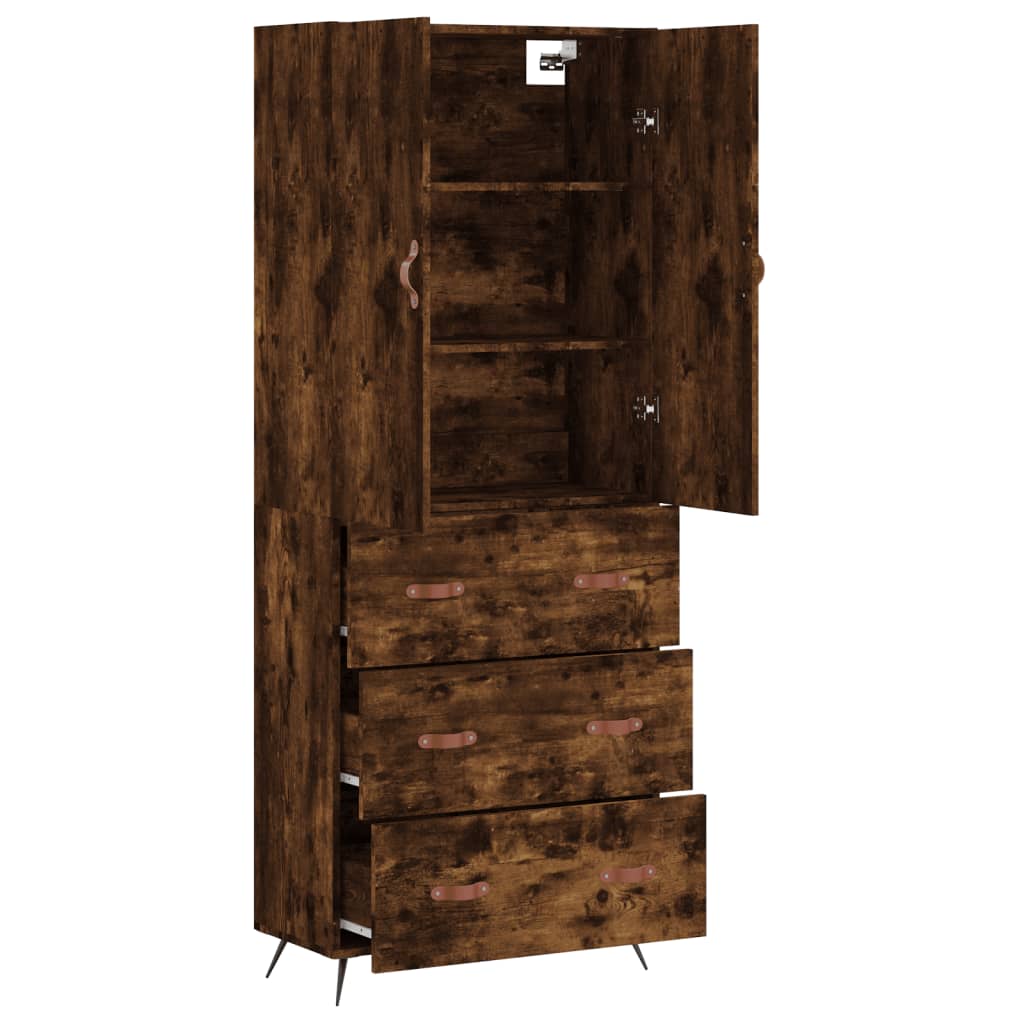 vidaXL Witrynka przydymiony dąb 69,5x34x180 cm materiał drewnopochodny